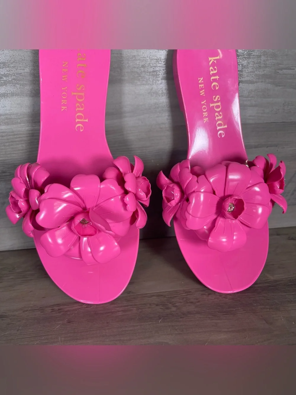 NEW Kate Spade Womens 8 Pink‎ Cloud Jaylee Floral Slip On Jelly Slide Sandals